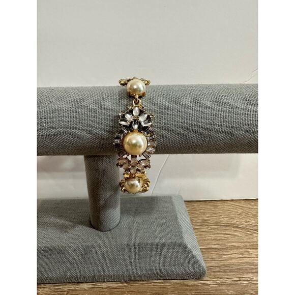 Charming Charlie Pearl & Rhinestone Bracelet Goldtone Lobster Claw Closure Spark - Picture 4 of 10